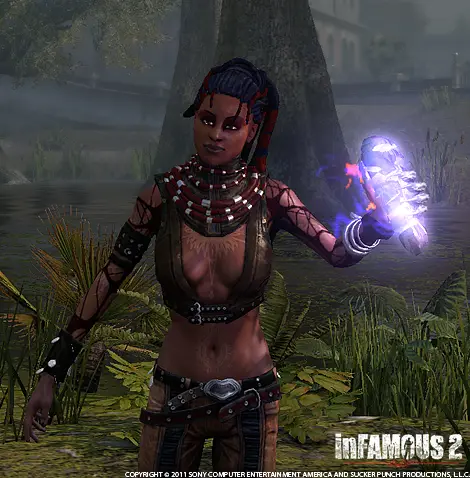 A character holding a blast core, in game