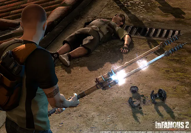 The inhibitor's beams in a cutscene