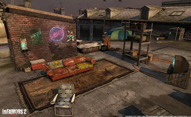 Rooftop hideout with couches