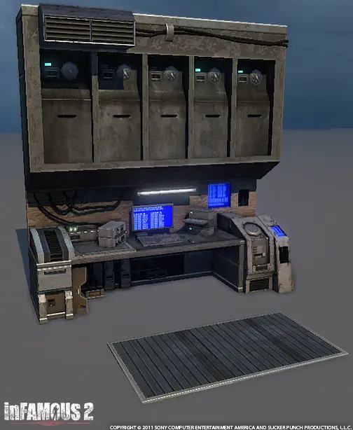Sci-fi console and lockers
