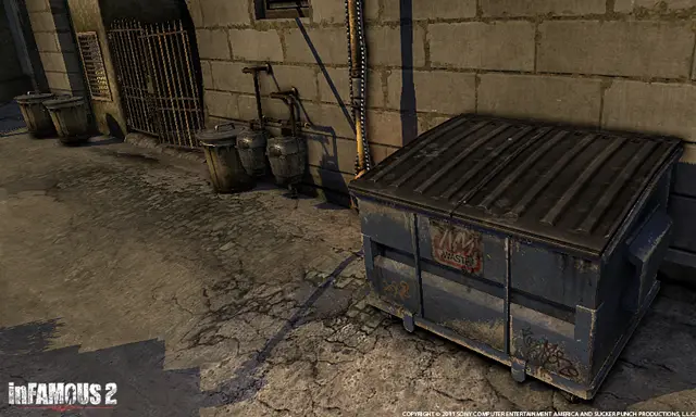 Dumpster in an alley