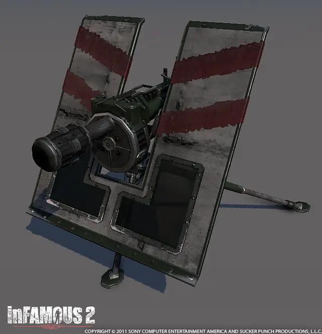Mounted turret with a shield