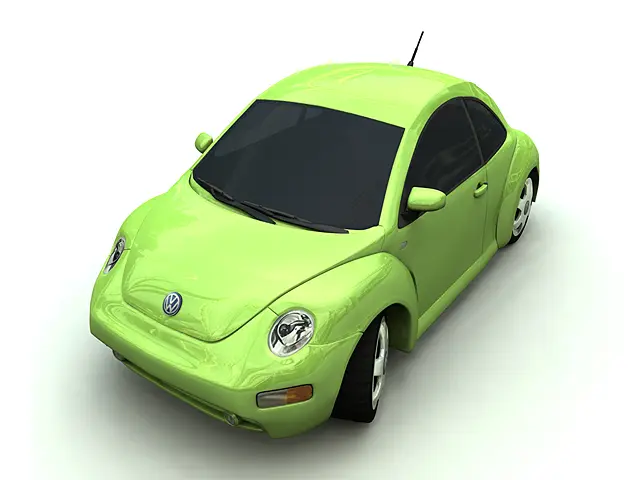 VW Beetle, front three-quarter view