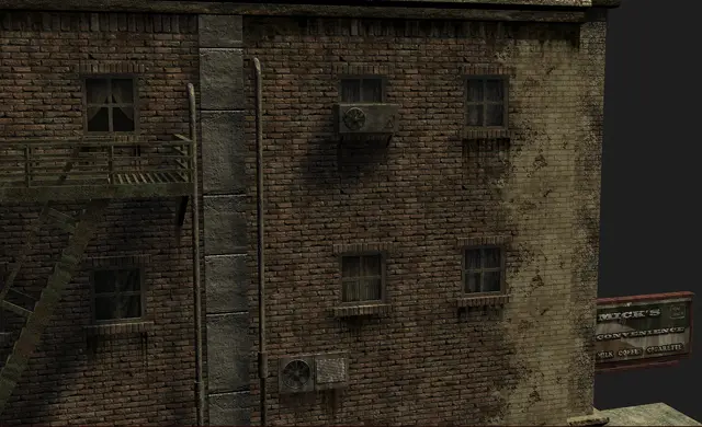 Building wall with a fire escape