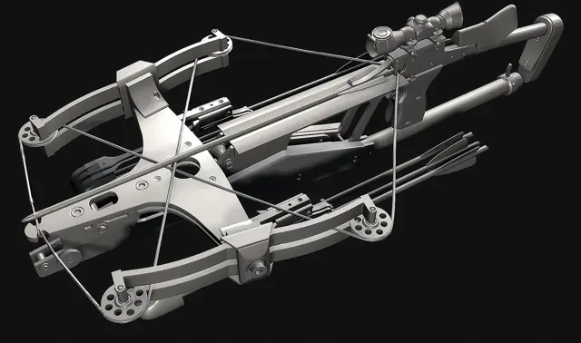 Twin crossbow, high-poly render