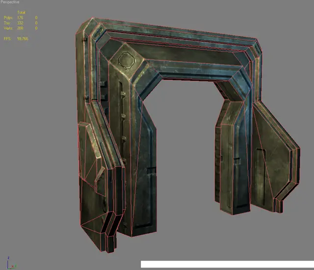Sci-fi doorway, wireframe