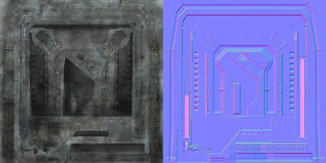 Sci-fi doorway diffuse and normal maps
