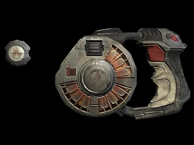 Futuristic flare gun with a flare