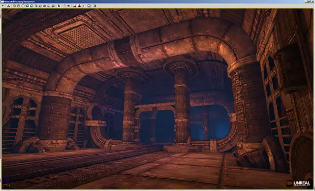 Sci-fi hallway in orange light