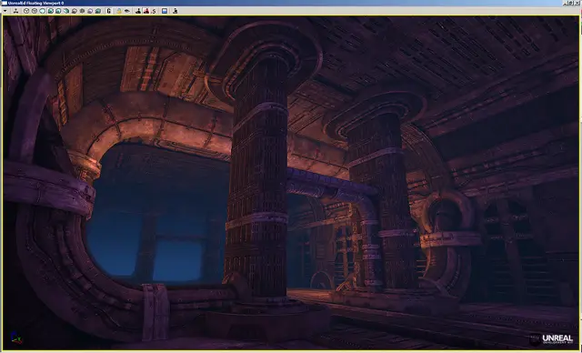 Sci-fi hallway in purple light