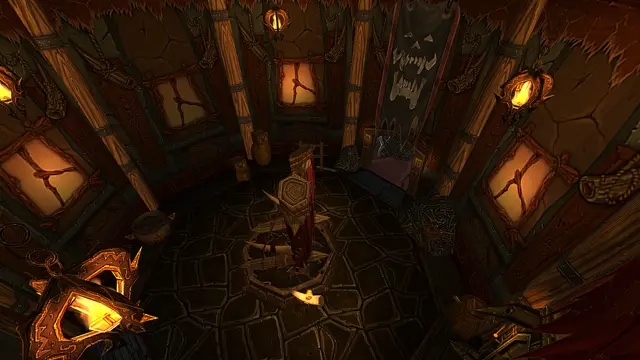 Slaughter house, inside, with lanterns