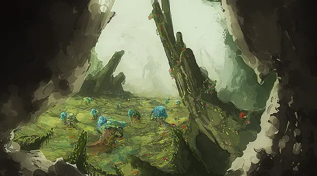 Creatures in a mossy cave