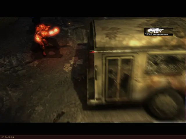 Bus in game, with motion blur