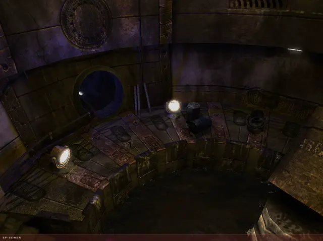 Sewer chamber with lamps