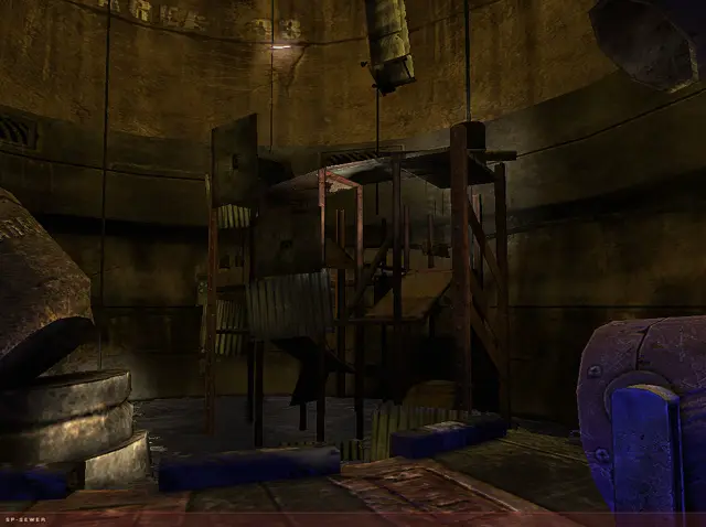 Scaffold tower in the sewer