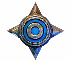 Silver star with a blue ring