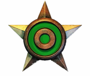 Gold star with a green ring