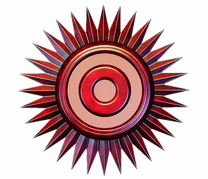 Red sunburst with a red ring