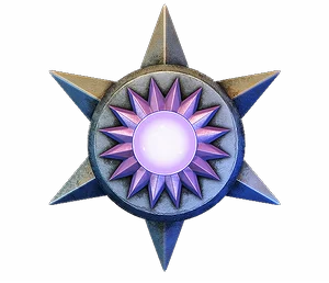Silver star with a violet starburst