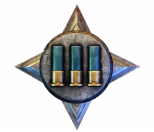 Silver star with three blue shotgun shells