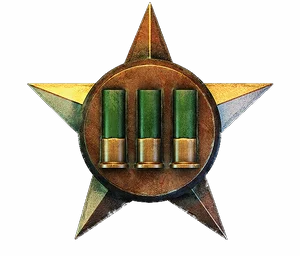 Gold star with three green shotgun shells