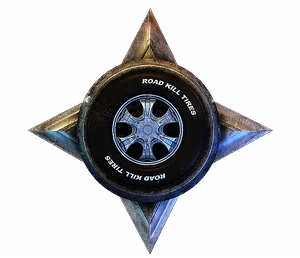 Silver star with a tire