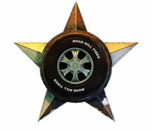 Gold star with a tire