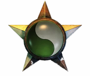 Gold star with a green swirled orb