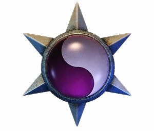 Silver star with a purple swirled orb