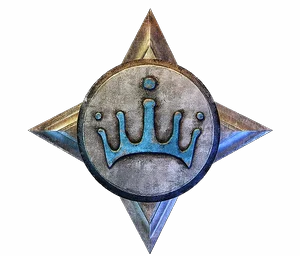 Silver star with a blue crown
