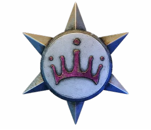 Silver star with a magenta crown
