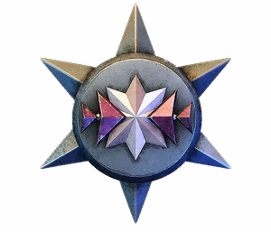 Silver star with a faceted pink crystal