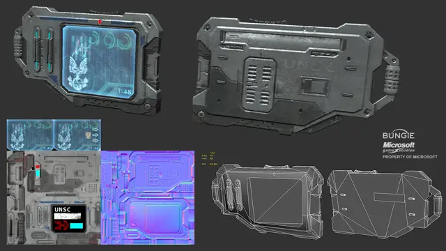 Data pad, textured, with its texture maps and wireframe
