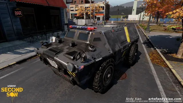 D.U.P. armored transport on a city street