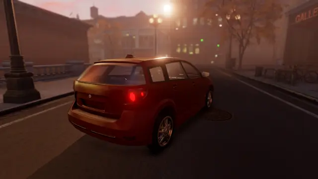 Hatchback at dusk, from behind