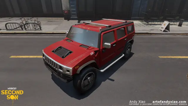 Red Hummer on a street