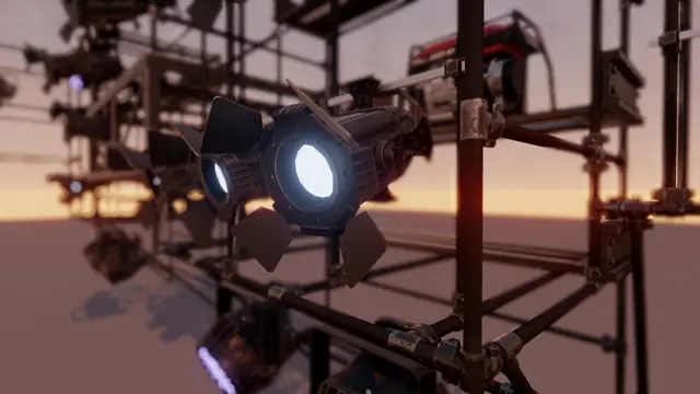 The light rig lit at night