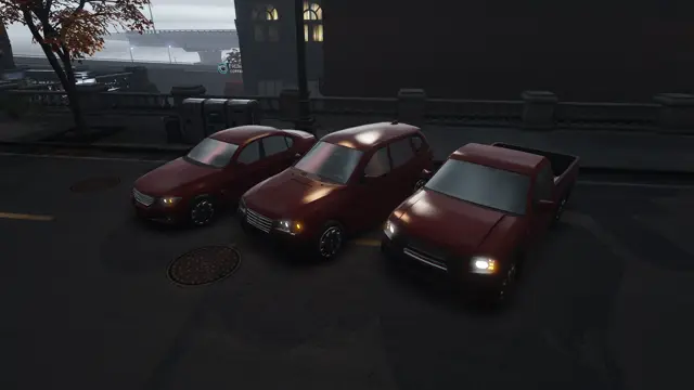 The three cars at night