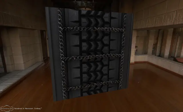 The tread texture on a test wall