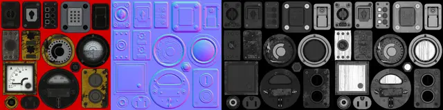 Gauges and dials texture set with its normal map