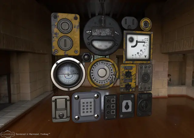 The gauges and dials on a test wall