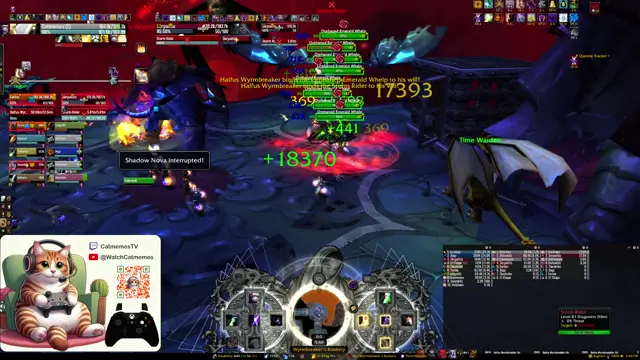 A Bastion of Twilight raid in World of Warcraft: Cataclysm Classic, with the cat's overlay in the bottom-left corner
